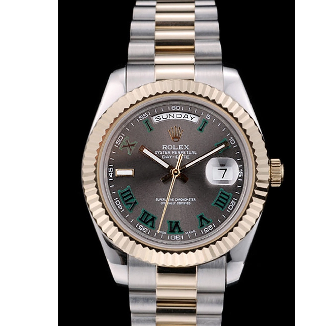 AAA Replica Watches Strap Colored Stainless Dial Dual Rolex 41981 Steel Grey DayDate 0816